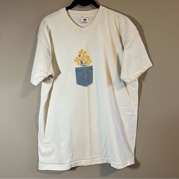 ✨ Vintage Fruit of the Loom Daisy Pocket Shirt XL - Picture 1 of 9